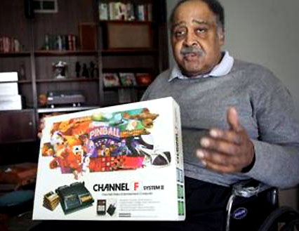 Jerry Lawson is a Silicon Valley pioneer on two fronts with one of the first video consoles created the Channel F, at his home in Santa Clara Tuesday March 1, 2011. Lawson developed the Channel F, the first video game console when he was working at Fairchild in the 1970s, and was among the valley's first black high-tech engineers. This week he was recognized by Blacks in Gaming, and on Friday will be recognized by the International Game Developers Association for his work. (Maria J Avila Lopez/Mercury News)