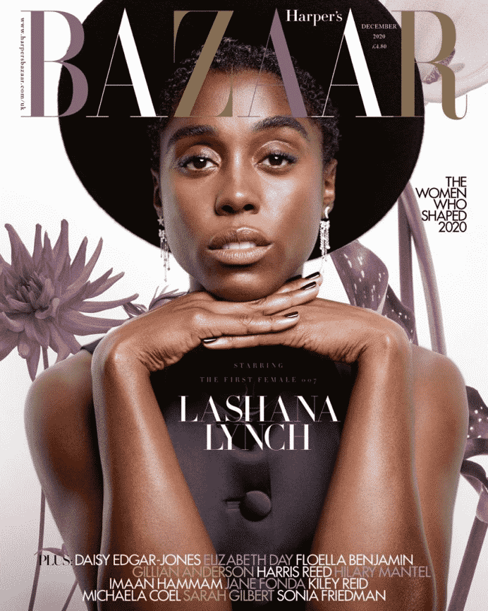 capa da revista Bazaar com Lashan Lynch em 007